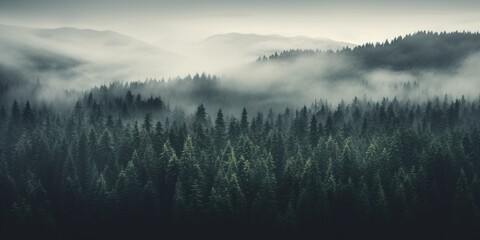 Misty Mountainside Forest Generative AI