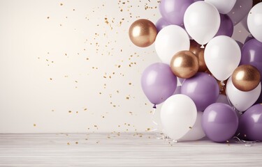 A Bunch of Gold and Purple Balloons Generative AI