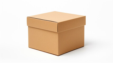 An eco-friendly, brown cardboard packaging box mockup, isolated on a white background.