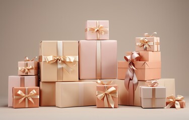 A Variety of Pink Gift Boxes Generative AI