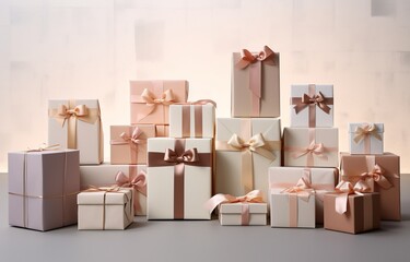 A Pile of Gift Boxes with Bows Generative AI