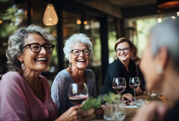 Three women enjoying a meal together Generative AI