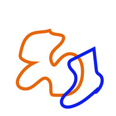 Orange blue Abstract shapes outlines