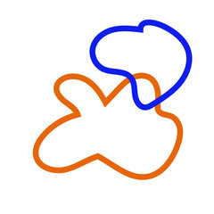 Orange blue Abstract shapes outlines