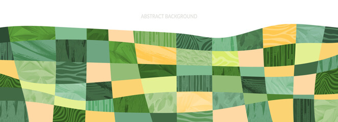 Green abstract agriculture field vector background. Agro banner template, farm presentation header. Horizontal layout with nature theme. Eco wavy shape, agri design. Field view with texture backdrop.