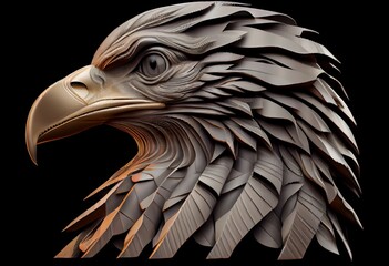 Eagle's head on a black background, a hawk with a big beak. Eagle skull with beautiful eyes. Beautiful photos of an eagle for an avatar