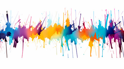Fototapeta premium Abstract watercolor spray paint brush strokes, multiple paint splashes in randomized pattern on a plain white background