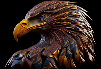 Eagle's head on a black background, a hawk with a big beak. Eagle skull with beautiful eyes. Beautiful photos of an eagle for an avatar