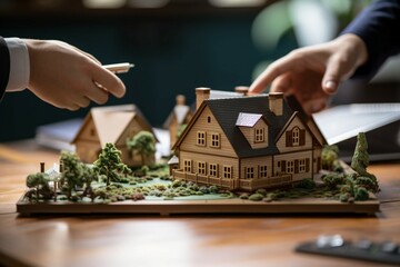 Model house properties Miniature representations showcasing real estate offerings