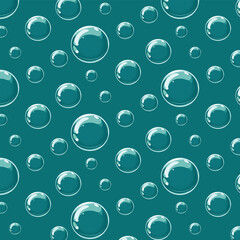Blue bubble irregular seamless pattern. Vector illustration.