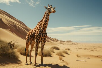 Majestic Giraffe in Desert Dunes