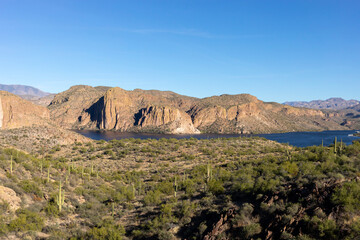 Canyon Lake, Reservoirs Formed by Damming of Salt River in US, Arizona, Salt River Project....
