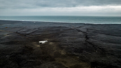 dakota plane wreck on black beach in iceland