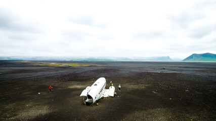 dakota plane wreck on black beach in iceland