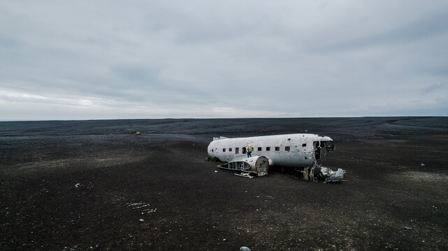 dakota plane wreck on black beach in iceland