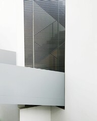 Abstract architectural detail with blinds and partial wall, minimalist design.
