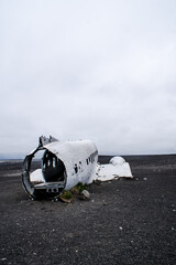 dakota plane wreck on black beach in iceland