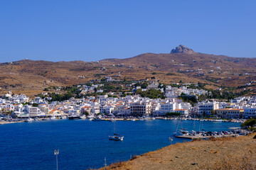 Fototapeta na wymiar Panoramic view of Chora, Tinos island capital
