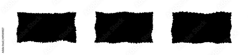 Aufkleber set black rectangle frames with jagged edges isolated on white background.vector illustpation