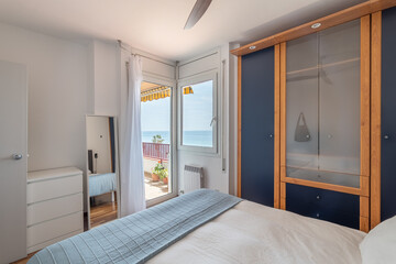 Stylish bedroom with entrance on terrace in guest house