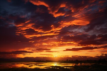 Naklejka na ściany i meble Horizon ablaze The picturesque view of a stunning sunset