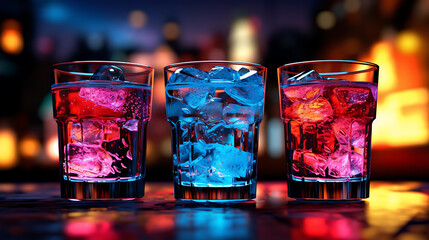Neon colorful cocktails in a bar
 - obrazy, fototapety, plakaty