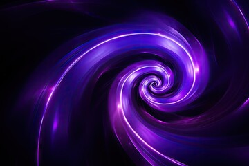 Spiral purple neon lights abstract background at the black background.