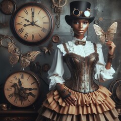 Various Steampunk Characters in Various Occupations - obrazy, fototapety, plakaty