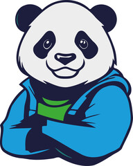 panda character logo illustration
