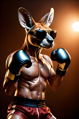 Fototapeta na wymiar muscular kangaroo boxer in the ring