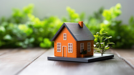Small model house on a table with real estate paperwork
