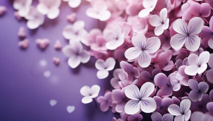 Naklejka na ściany i meble many hearts, flowers and hearts over purple background