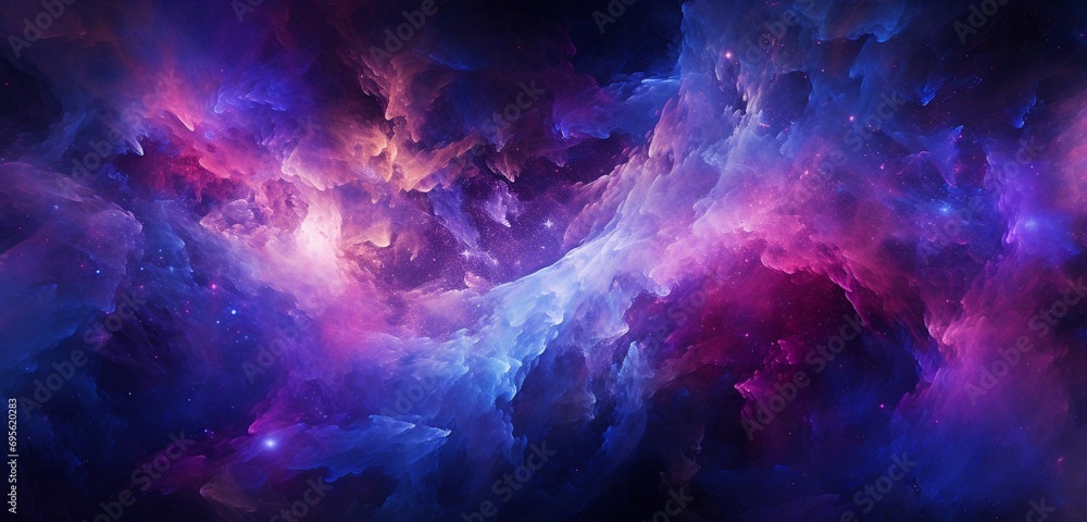 Wall mural a captivating digital abstract creation showcasing a fusion of cosmic purples