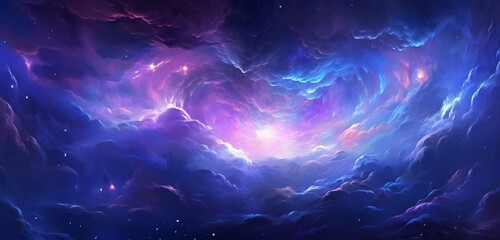 A celestial-inspired digital abstract creation with swirling gradients of cosmic purples