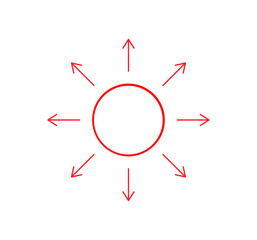 Circle with lots of  arrows in different directions, presentation resource, diagram, vector