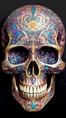 Glittering opulent iridescent intertwined skull