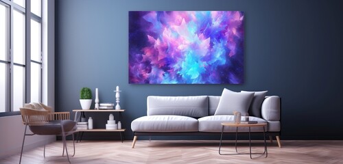 A vibrant digital abstract creation featuring a fusion of cosmic purples