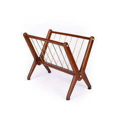 wooden newspaper holder isolated on white