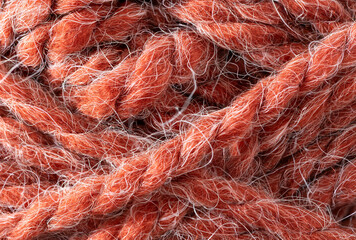 Soft, wool, yarn in a burnt orange color.