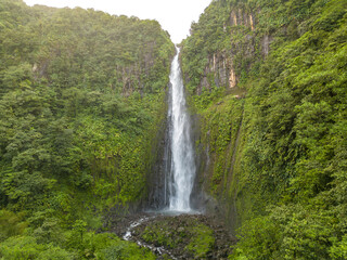 Obraz premium Carbet Falls (the scond one), a series of waterfalls on the Carbet River in Basse-Terre in a tropical rainforest on lower slopes of volcano La Soufriere., Guadeloupe, Caribbean