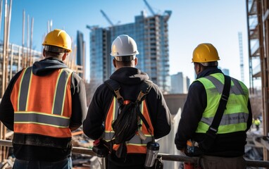 A group of workers at a construction site