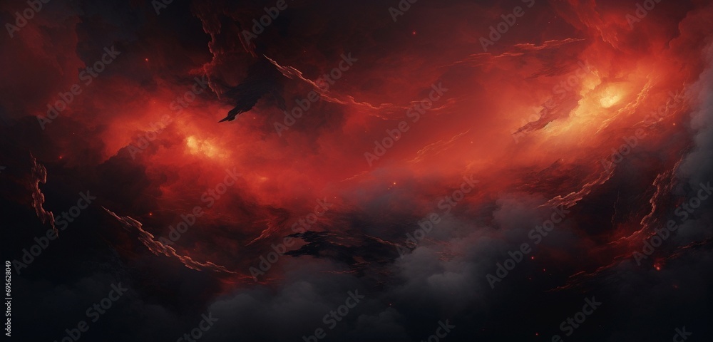 Wall mural an immersive digital abstract background featuring a fusion of fiery reds