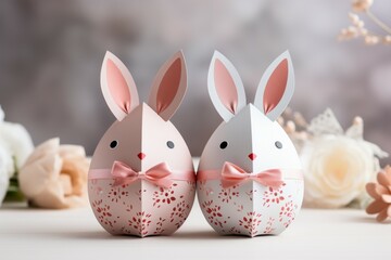 Children's Easter gifts. Background with selective focus and copy space