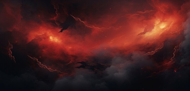 An immersive digital abstract background featuring a fusion of fiery reds
