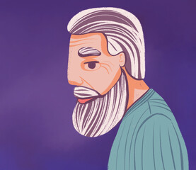 old man hand drawn cartoon. old age - 695628260