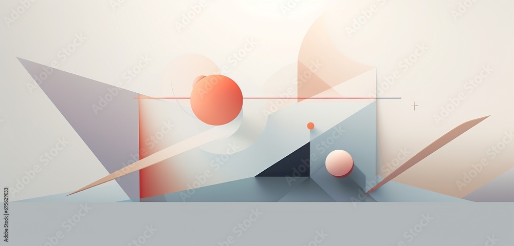 Poster conceptual abstraction of harmony and balance showcased in an arrangement of geometric shapes and so