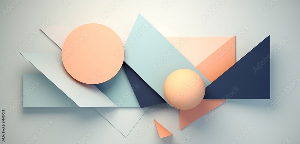 Poster conceptual abstraction of harmony and balance showcased in an arrangement of geometric shapes and so