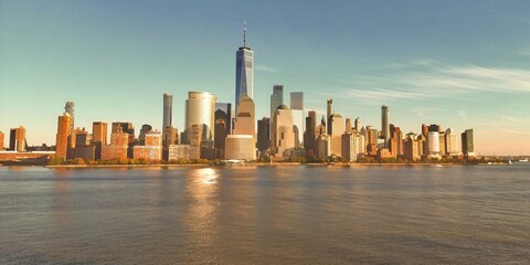 New York skyline landmarks skyscrapers. Travel to America. New York USA. View of Manhattan in New...