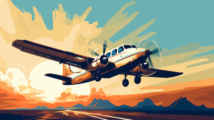 Airplane Club Vector illustration Logo painting style