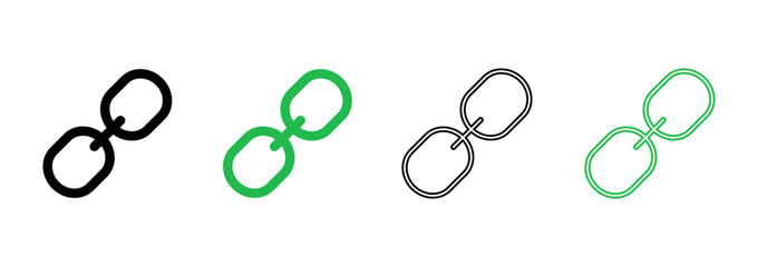 Link icon set. Hyperlink chain symbol.
